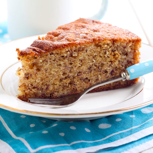 Slice of egg free banana cake