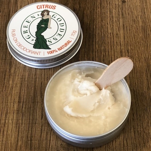 citrus natural deodorant open with applicator