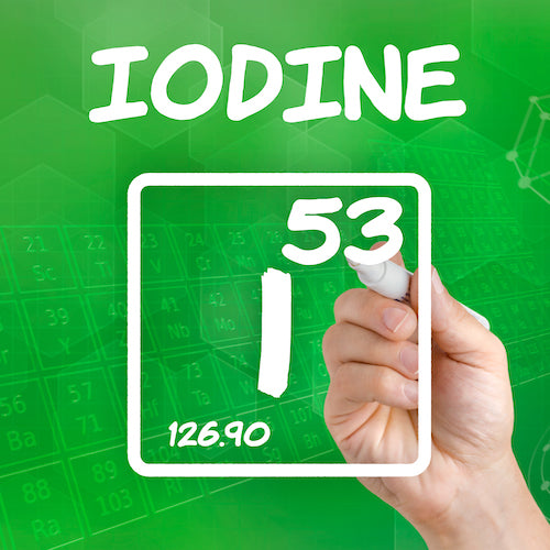 Symbol for the chemical element iodine
