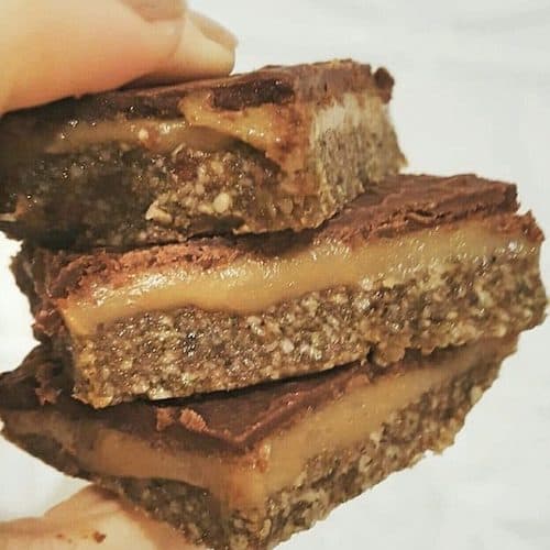 delicious gooey raw caramel slice
