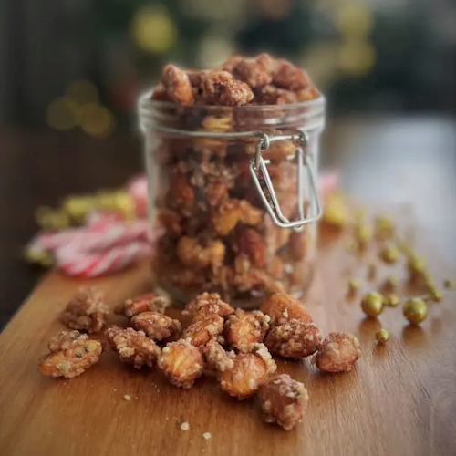 candied cinnamon nuts with hemp hearts