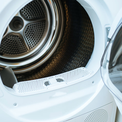 clean clothes dryer open door