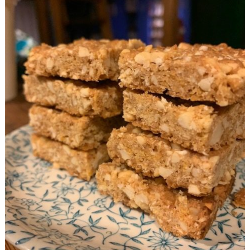 gluten free peanut slice on plate