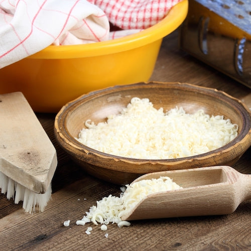 Grated castile soap for natural grapefruit dish wash.