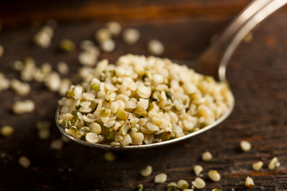 hemp seeds on spoon