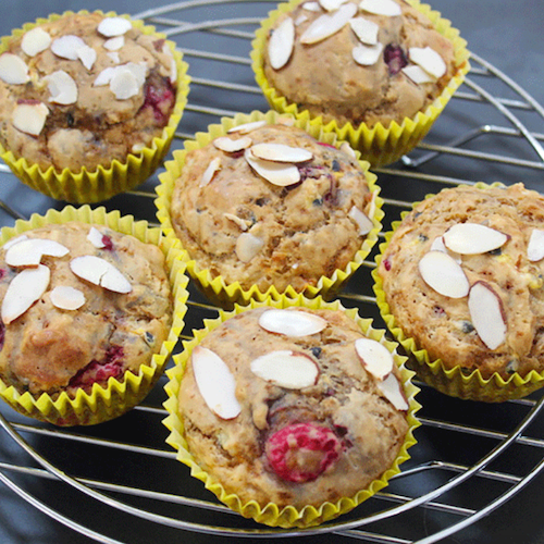 raspberry passionfruit muffins
