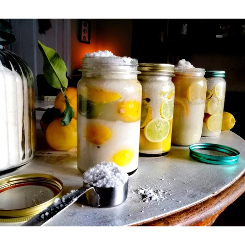 homemade salted lemons in jars