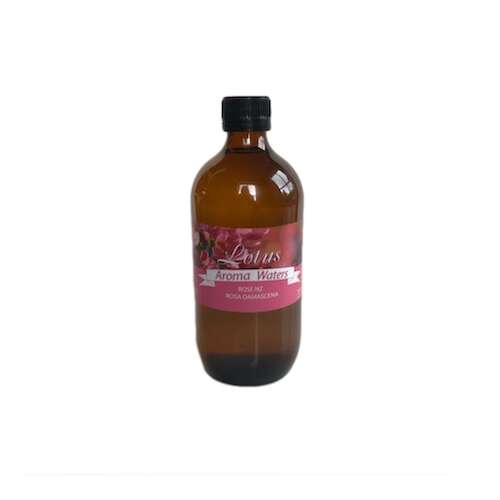 Rose water in glass bottle