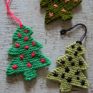 Knitted xmas tree ornaments