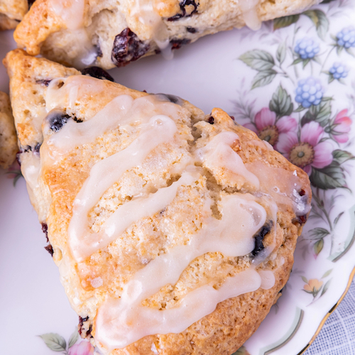 Close-up of Glazed Cranberry Orange Scones