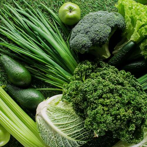 selection of healthy green vegetables