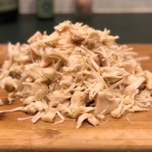 jackfruit shredded on a board