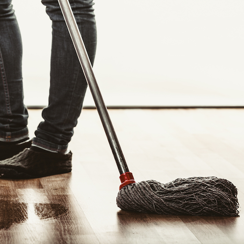 mopping with natural floor cleaner