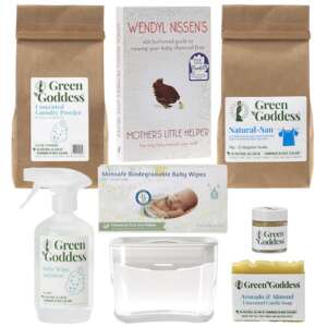 natural baby product gift pack with mothers little helper book