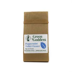 Green Goddess natural peppermint toilet cleaner in home compostable bag