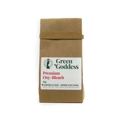 Green Goddess oxy bleach in a home compostable bag