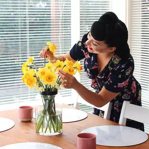 Littlest Lady with daffodils