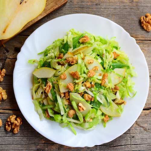 cabbage pear & walnut salad