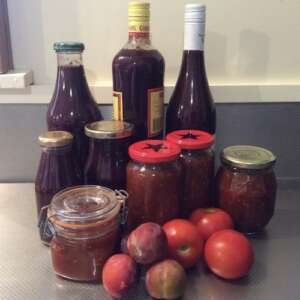 Homemade plum sauce with plums