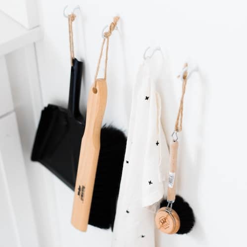cleaning tools hanging