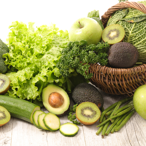 assorted green vegetable and fruit