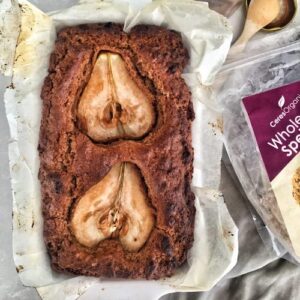 eggless spiced pear & spelt loaf