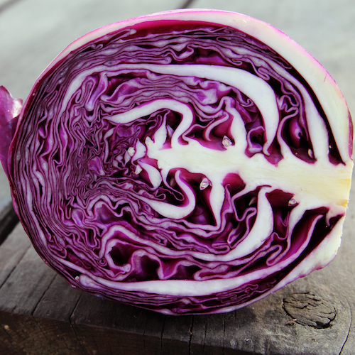red Cabbage on wooden board