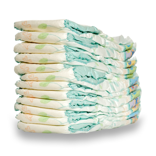 Stack of disposable nappies