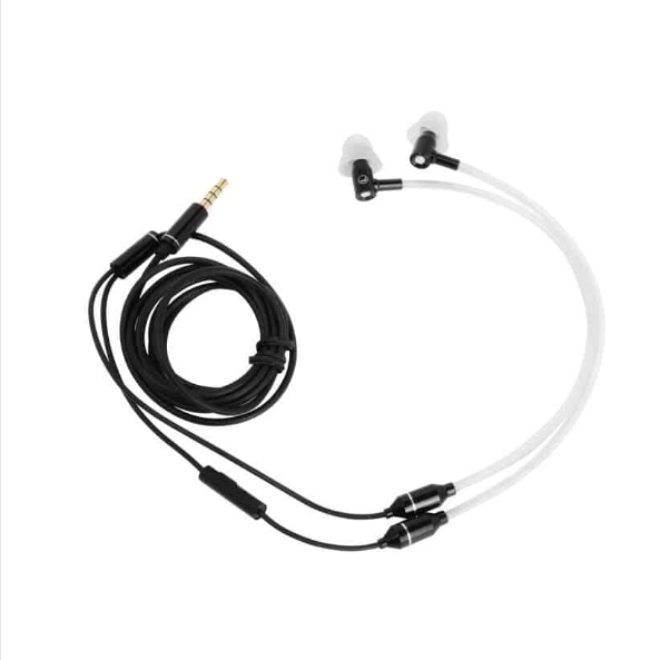 Air Tube in-ear headphones - MIC Volume Control - 99% protection - silver