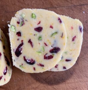 pistachio cranberry biscuits cut