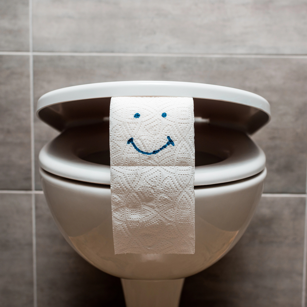 toilet roll with face toilet spray
